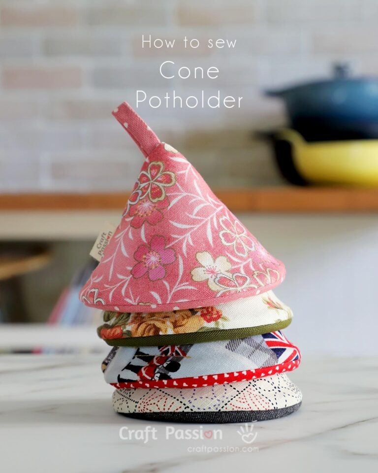 Sew quick & simple potholder in 30 minutes. We designed this 4" potholder pattern in a cone shape for ease of handling handles & knobs.
