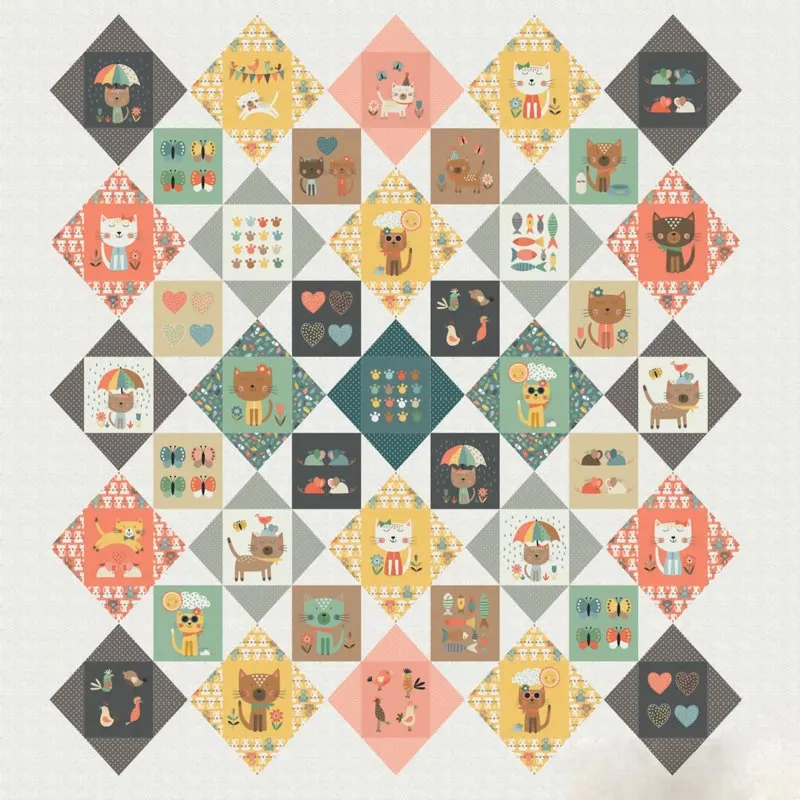 If you&rsquo;re looking for a 2-in-1 project for your bedding, then this step-by-step instructions guide is precisely what you&rsquo;ll need. This cat quilt pattern is fat quarter and fat eight friendly, and the PDF will teach you how to make a quilt that measures approximately 60&rdquo; x 64&rdquo;, including a pillow that measures 18&rdquo; x 28&rdquo;. Hence, the name &ldquo;quillow&rdquo;.&nbsp;
