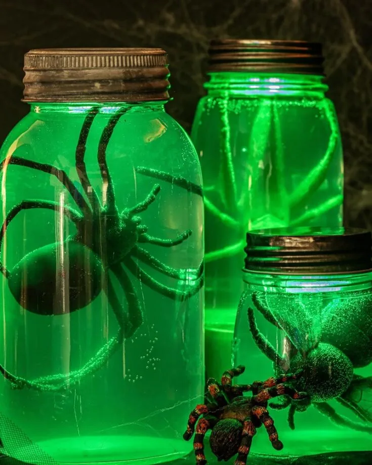 What is creepier than specimen jars to add to an eerie environment? Glowing specimen jars! Get ready to add a spooky touch by using old, unwanted mason jars and some LED lights to spook your friends! Try them out!