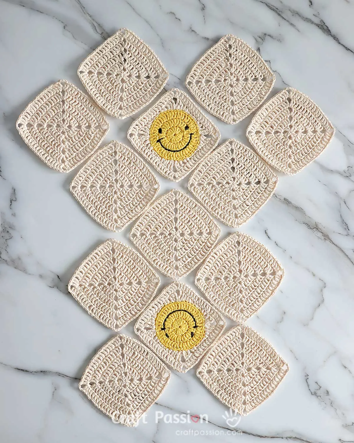 crochet granny square bag layout