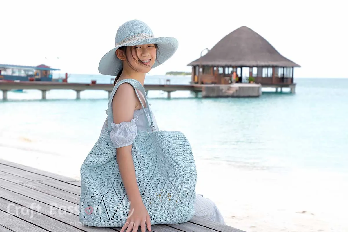 crochet beach bag hat set