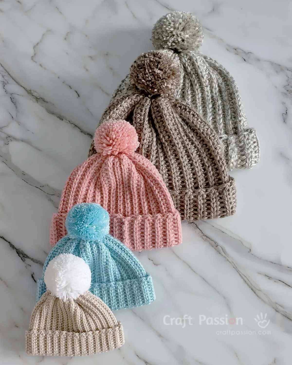 crochet ribbed beanie with sc in 3rd loop only to create the beautiful rib stitch.
