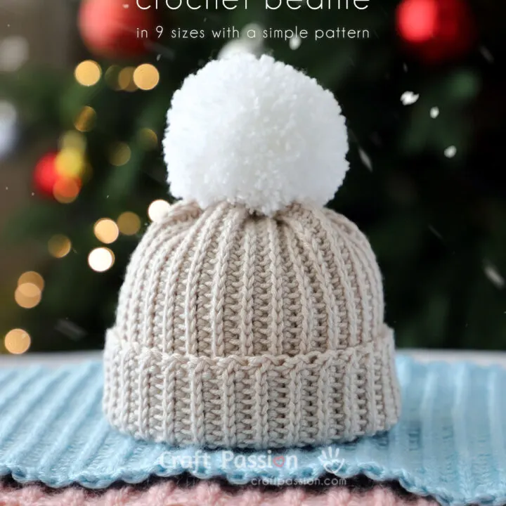 Learn how to crochet beanie hats for the entire family (9 sizes) with just a simple crochet pattern.