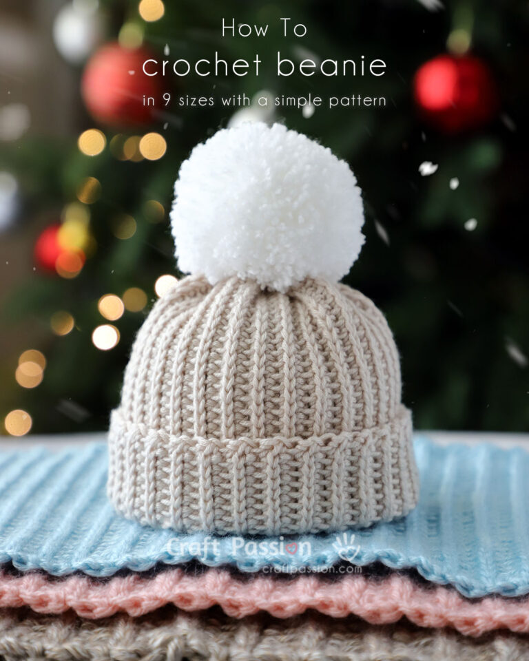 Learn how to crochet beanie hats for the entire family (9 sizes) with just a simple crochet pattern.