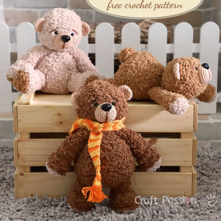 Boco Crochet Bear Amigurumi is a perfect cuddly stuffed animal toy in a huggable size of 10