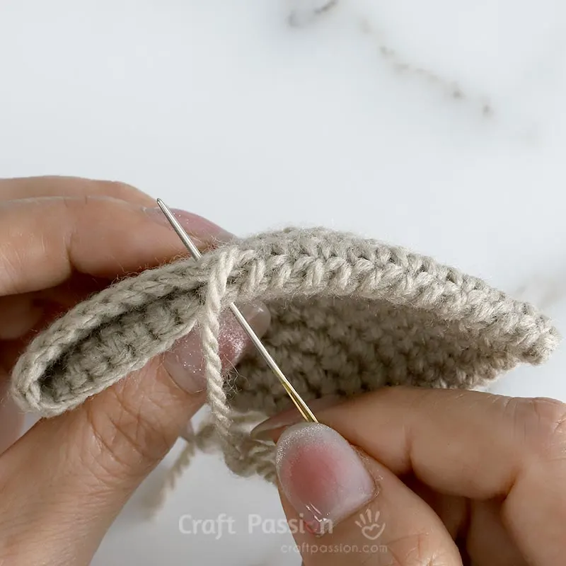how to sew ears for amigurumi teddy bear