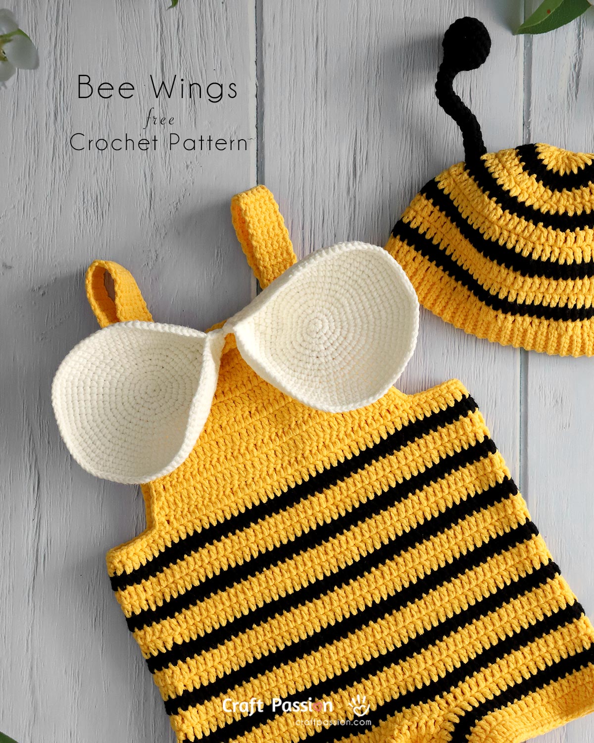 crochet bee wing pattern Adorable crochet bee wings for babies! Free pattern with photo tutorial, 4 sizes + fastener. Part of the bee costume set with matching romper & hat.