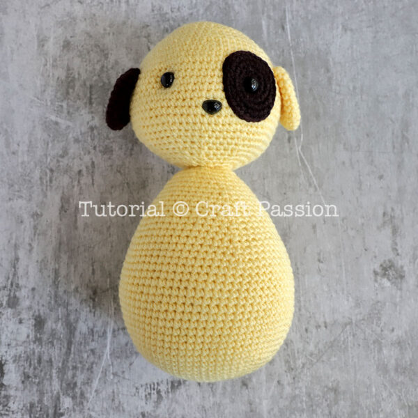 crochet dog how to assemble stitch crochet dog head to body