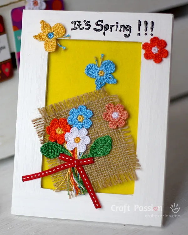 crochet flower photo frame