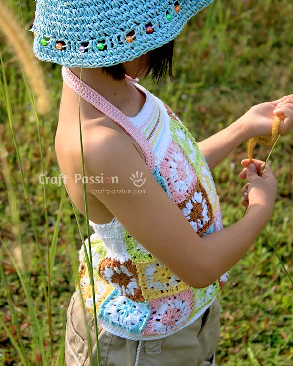 crochet granny square halter top