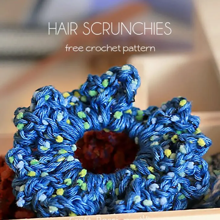 This free crochet scrunchie pattern is perfect for easy and simple DIY hair scrunchies. Quick to complete and it makes a great gifts for girls with long hair.