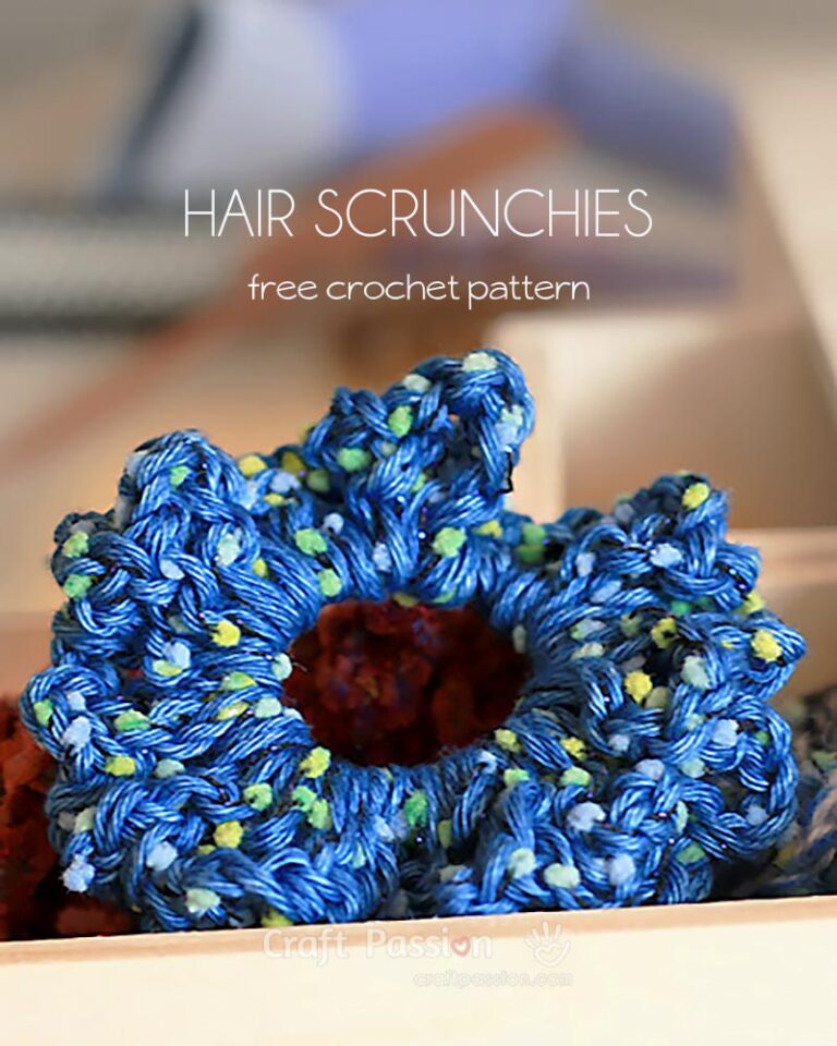This free crochet scrunchie pattern is perfect for easy and simple DIY hair scrunchies. Quick to complete and it makes a great gifts for girls with long hair.