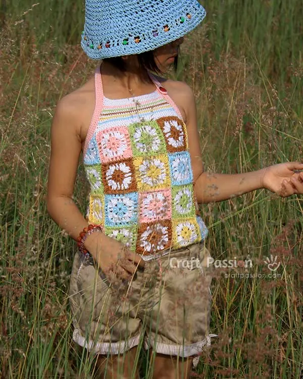 crochet halter top granny squares