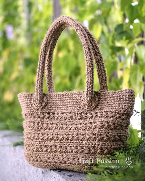 crochet star stitch tote