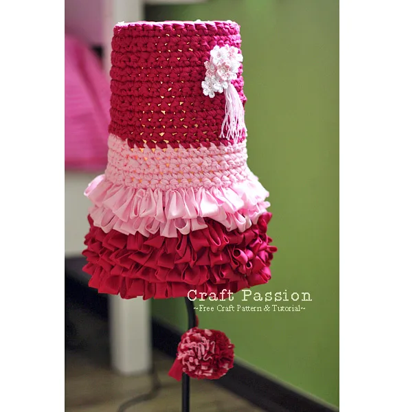 Transform the appearance of an outdated lamp by creating a stylish new crochet lampshade cover for it.