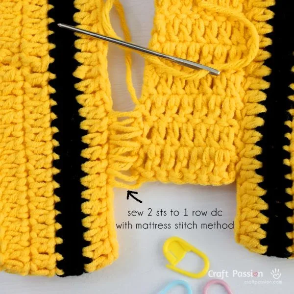 how to sew mattress stitch to join crochet pieces.