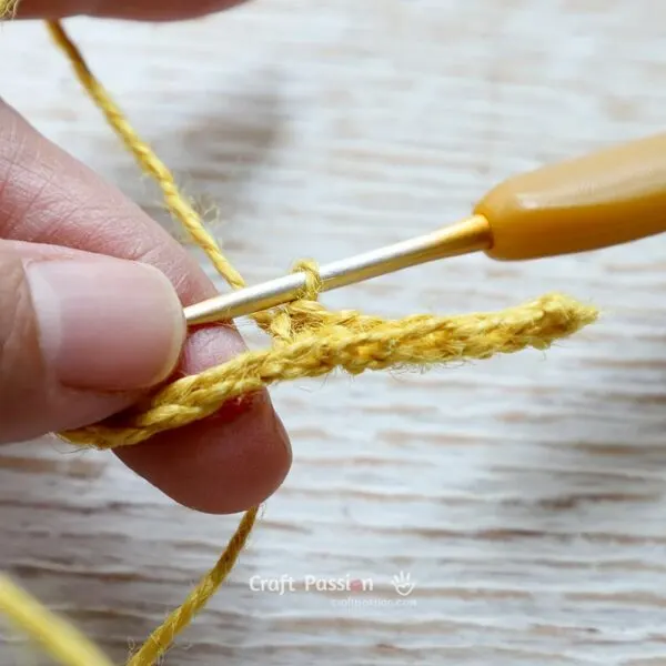 begin crochet with yellow yarn