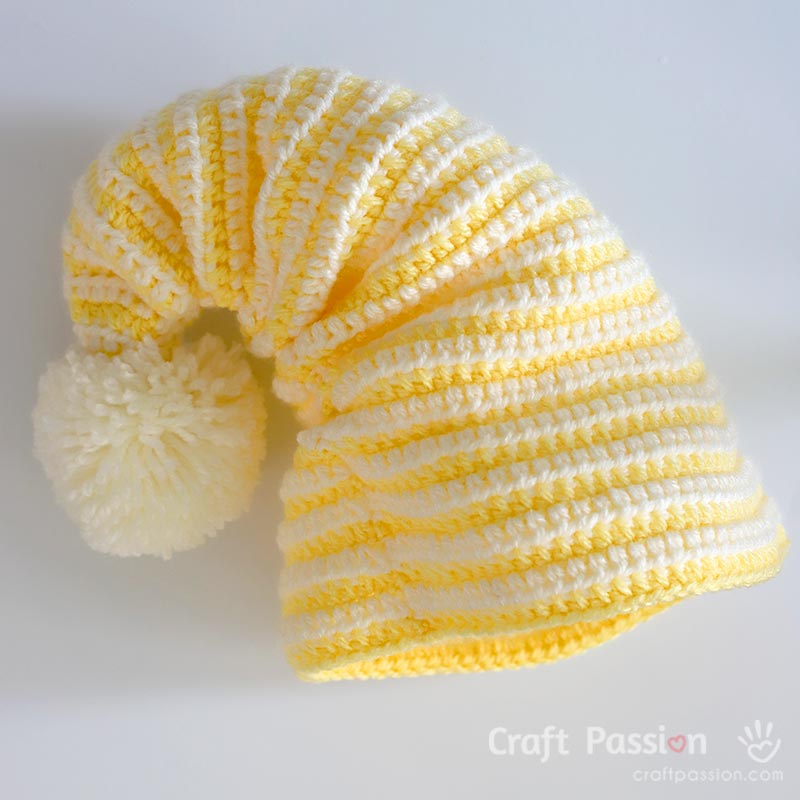 crochet sleep hat how to crochet sleep hat with a pom pom at the tip.