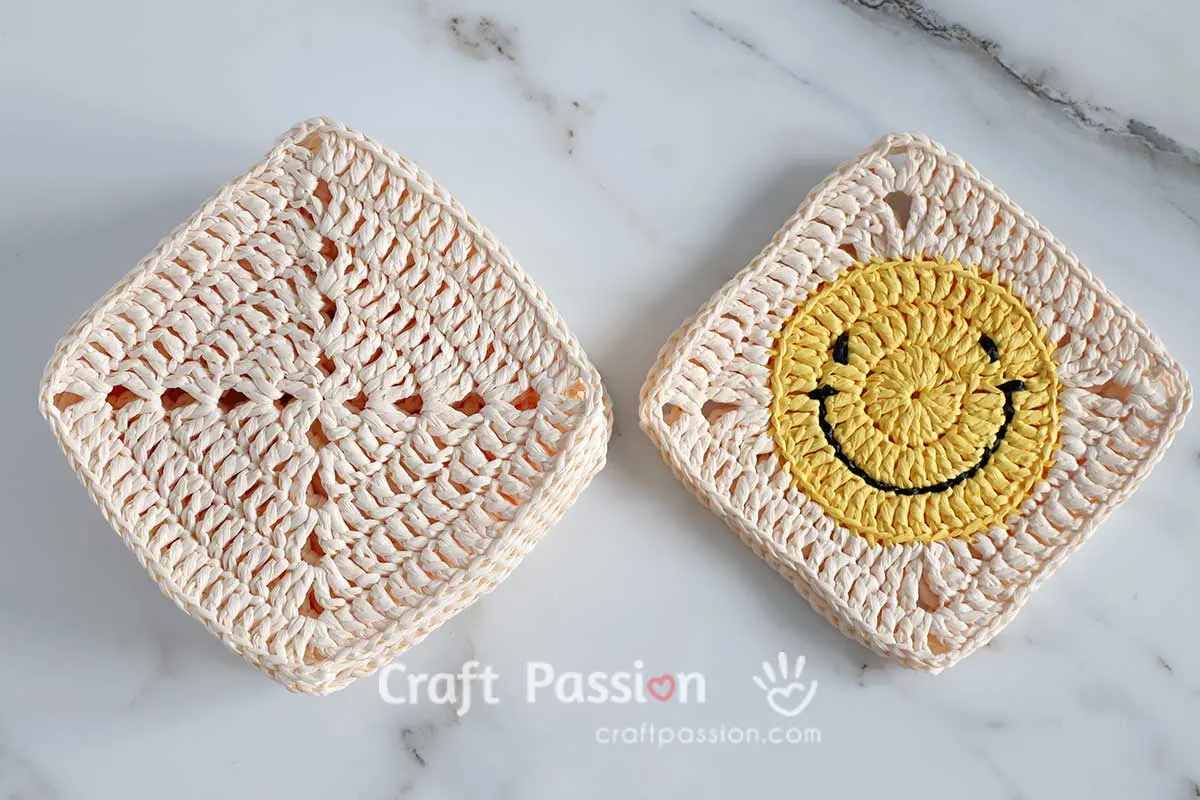 smiley solid granny square