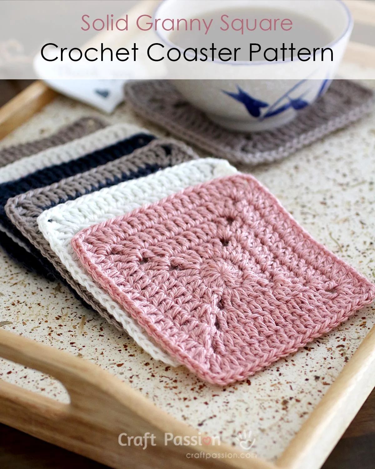 Create beautiful coasters with our solid granny square crochet coaster pattern! Beginner-friendly tutorial with step-by-step photos & a written pattern.