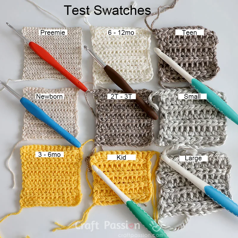 When crochet size is important, always make test swatches to determine your crochet tension before begin the actual crochet project.