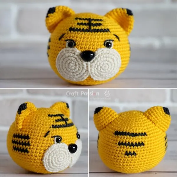 crochet tiger's head