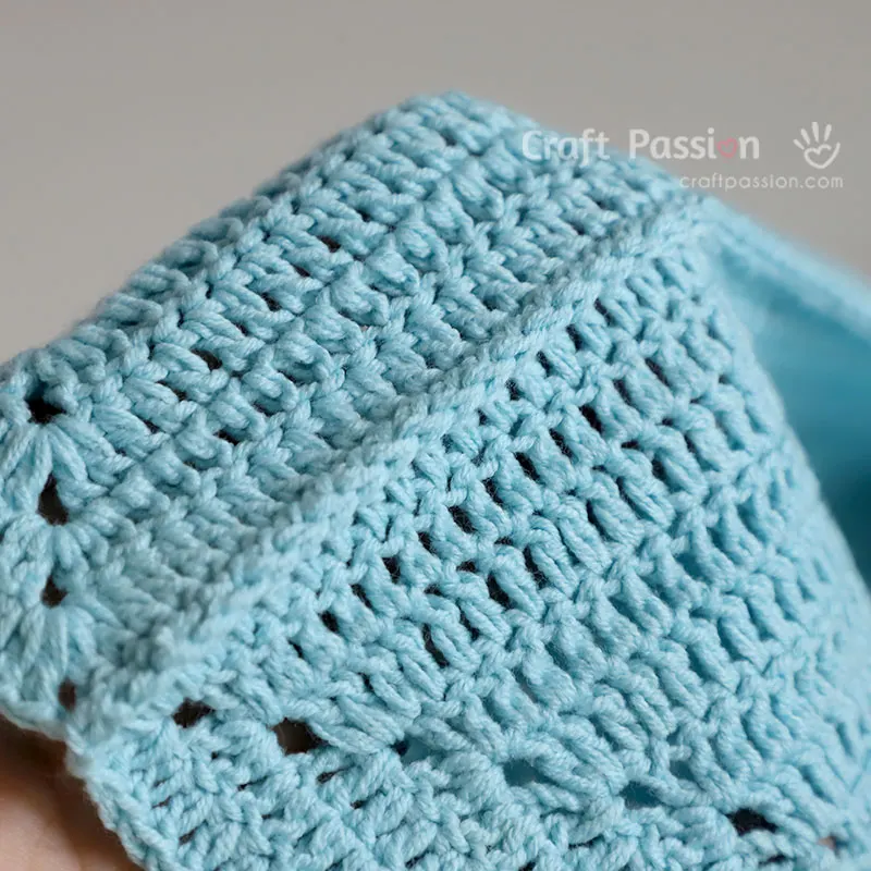 the seam line inside a crochet top.