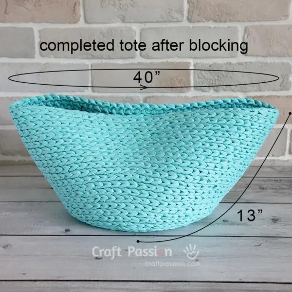the measurement of the straw bag after blocking.