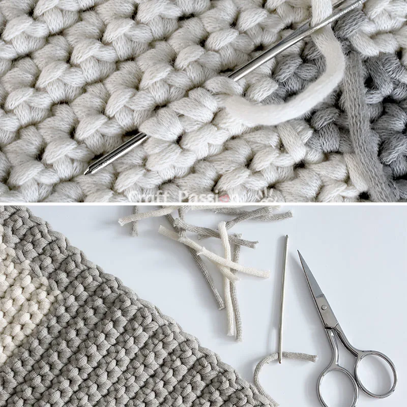 weaving in yarn tail to hide