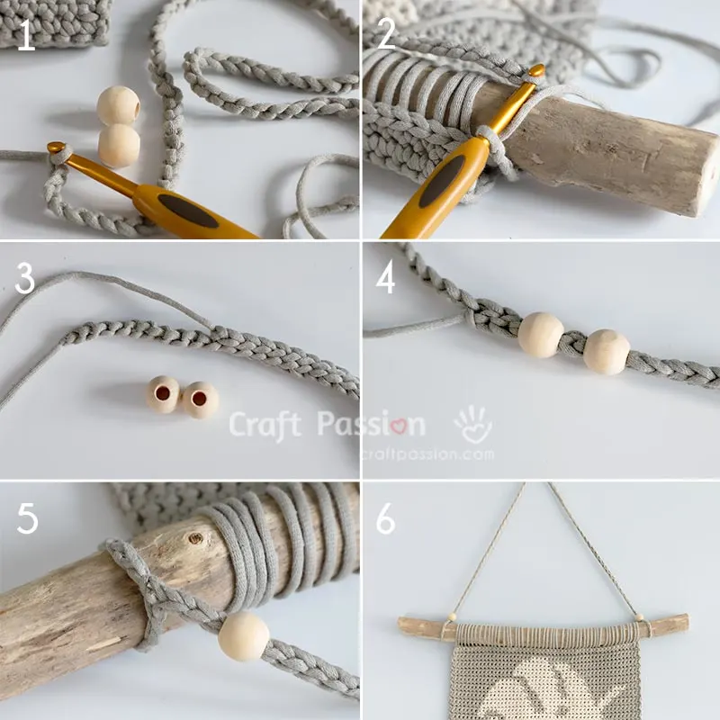 how to make a hanging cord for crochet wall art