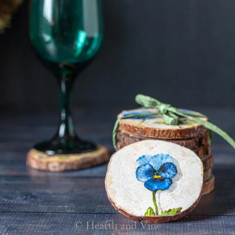 Wood slices make for unique and charming coasters, and with the magic of decoupaging using decorative napkins and Mod Podge, these wooden beauties are instantly transformed. Wouldn't they make the most delightful party favors or thoughtful gifts for your friends?