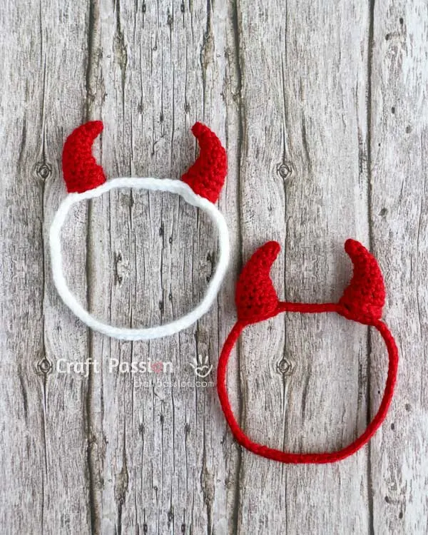 crochet red devil horns