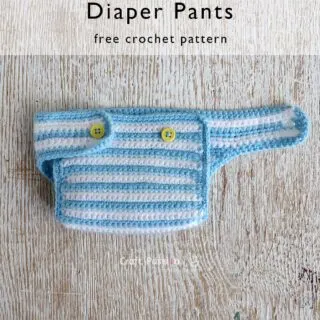 Cute crochet diaper pants for amigurumi or newborns! This pattern includes size tips, yarn advice, & more&mdash;perfect for preemies or crochet animals.