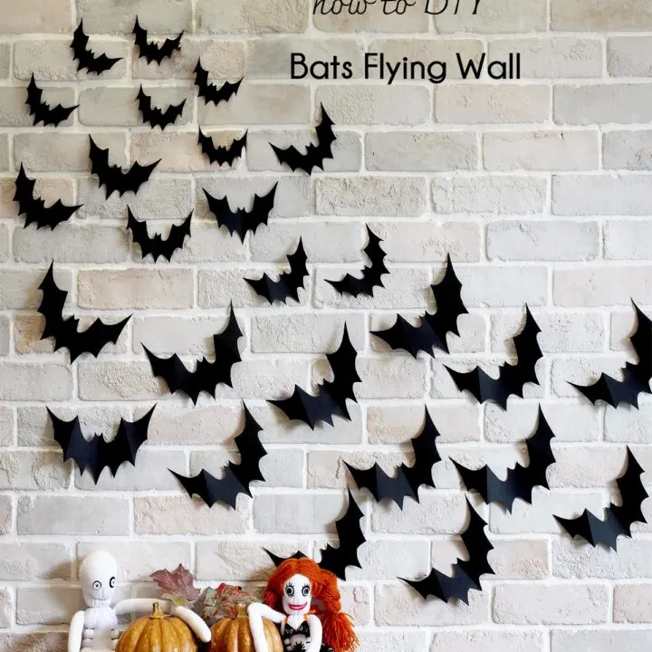 Bats flying wall decor is a quick & easy paper craft, it transforms your wall & home instantly for a spooky Halloween. Template and tutorial included.