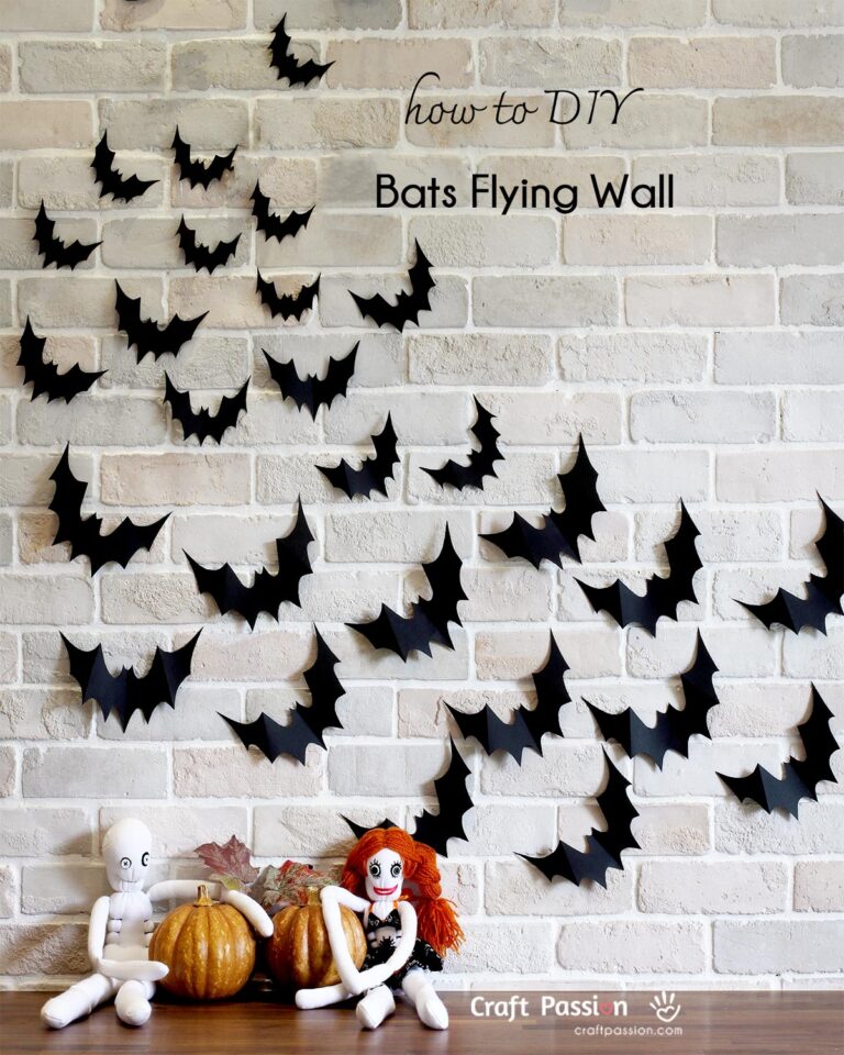 Bats flying wall decor is a quick & easy paper craft, it transforms your wall & home instantly for a spooky Halloween. Template and tutorial included.