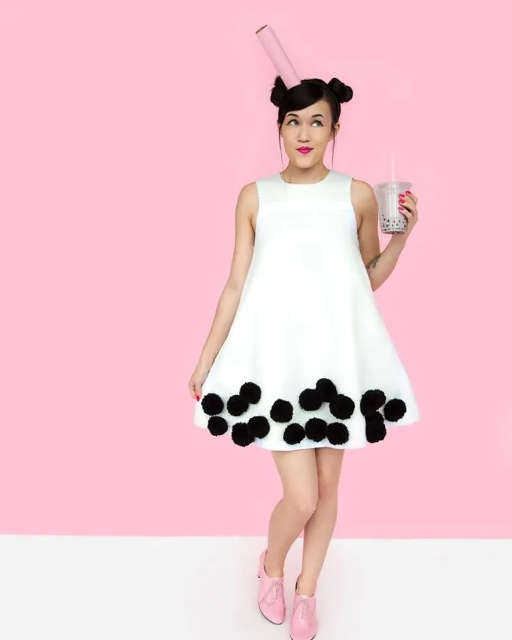 Who remembered the bubble tea craze a few years ago? Shops were popping up left and right. Let's return the bubble tea craze with this cute and funny Halloween costume.