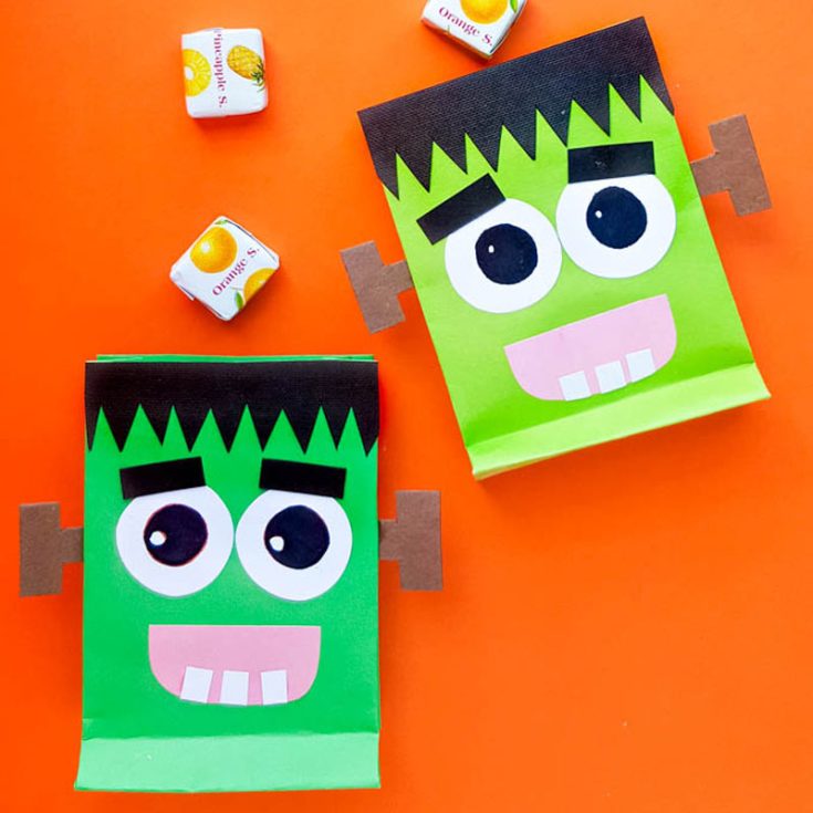 Turn an ordinary bag into a Frankenstein-themed treat bag with a mouth, eyes, and bolts! This DIY project is a fun way to add a spooky, personalized touch to Halloween treats and is perfect for getting kids excited about their goodies.
