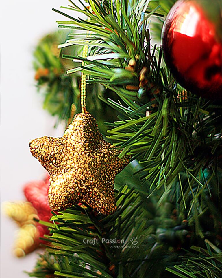 DIY glitter star by adding glitter to a foam star for a sparkling effect. Great ornaments for Christmas decors, adding a touch of twinkle festive display.
