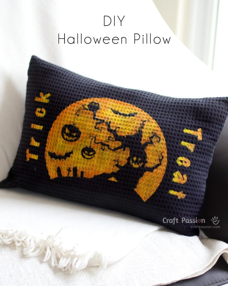 Make your own Halloween pillow cover with spooky design. Tutorial comes with free downloadable & printable template, & step by step instructions.