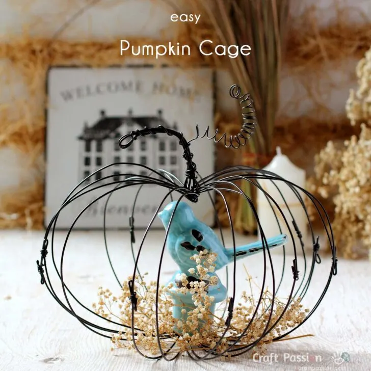 Simple & quick to make, pumpkin cage, using aluminum wires & tools that can be found in your toolbox. 30 minutes how to DIY for fall decorations.
