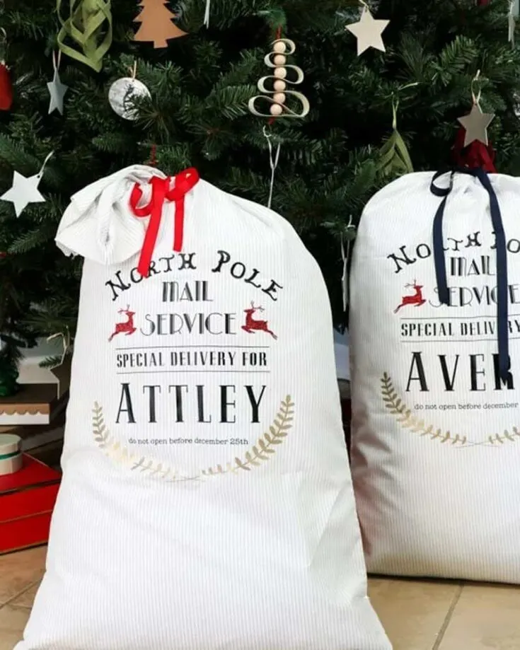 Get ready for some holiday fun with these super cute DIY Santa sacks made from pillowcases! They&rsquo;re a fantastic way to hold presents and celebrate your kids being on the nice list! You can use a Cricut machine, or paint on the designs using canvas paint.