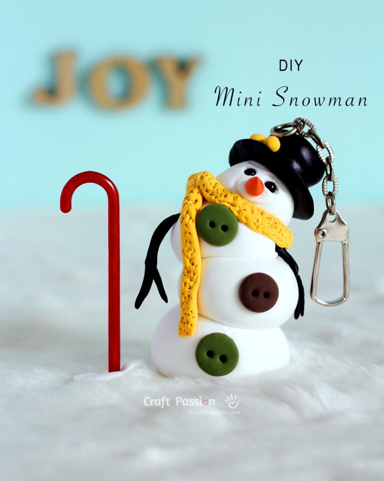 Learn how to make a cute DIY Snowman ornament using no-bake air-dry clay, suitable to DIY with other materials like polymer clay and play dough.
