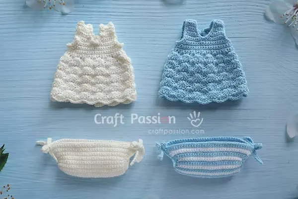 Crochet Doll Dress & Panties Pattern