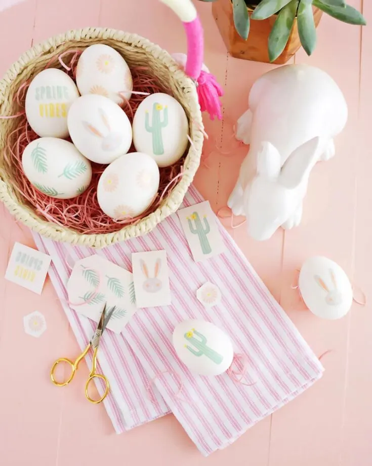 If you&rsquo;re running low on dye, you can opt for these DIY tattoo stencils instead to bring in more egg design variations to this celebration. All you would need are some temporary tattoo designs, water, a towel, scissors, and the star of the show, eggs!