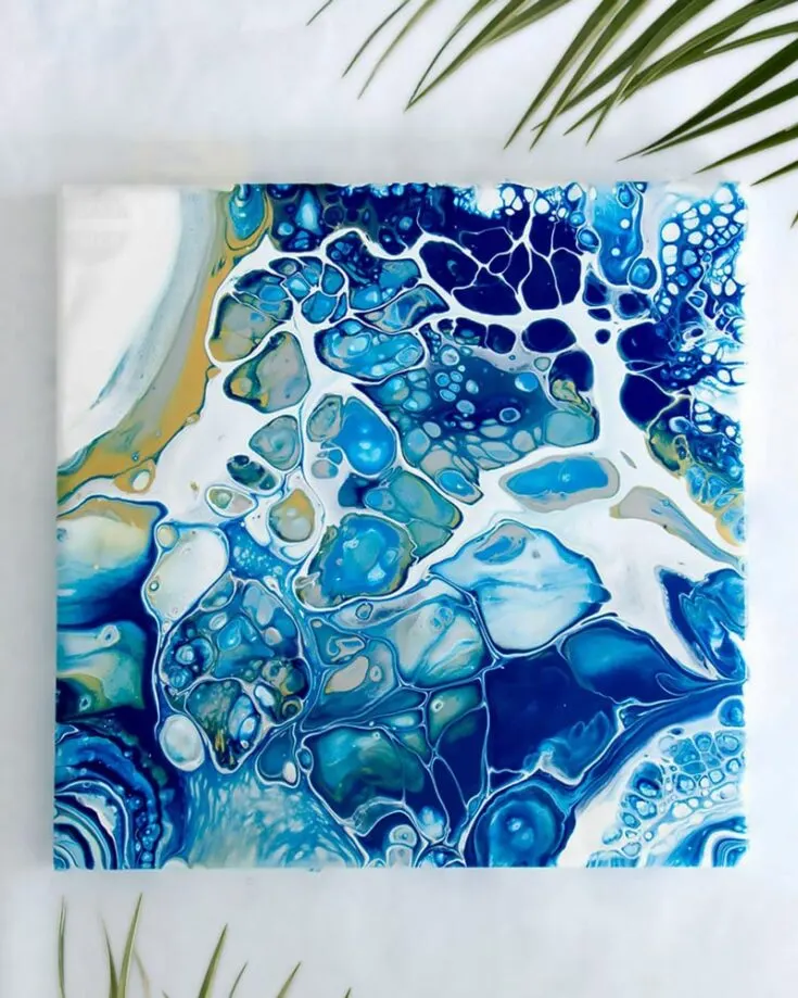 Drip, drip, drip. Here is another acrylic-poured painting for you to try out! It almost resembles the shoreline of the beach once it is painted. But that's for you to decide; let your creativity dictate the outcome!