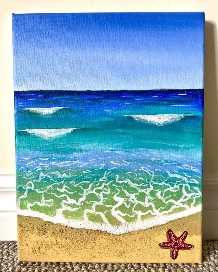 Imitate the shoreline as you attempt this painting! They make beautiful wall decor that looks just like the beach. Feel the warm breeze wherever you may be if you miss the beach!