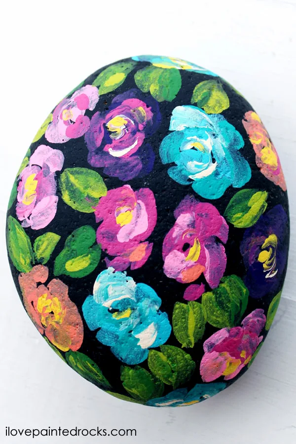 easy flower rock paintings