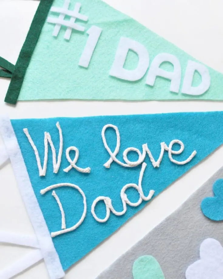 This easy craft requires no sewing involved and just your regular crafting supplies like glue, threads, and felt! If you plan on throwing your Dad a party for his special day, you can stick the felt pennants to your walls or make them into garlands for decor.
