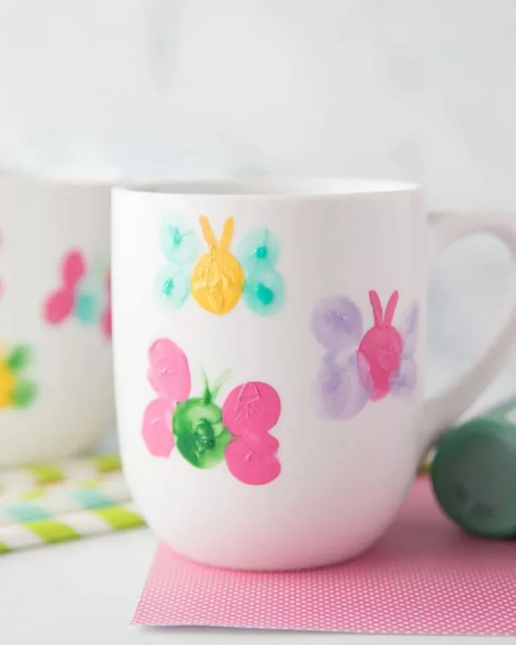 This craft is one of our personal favorites as it is time and cost-efficient. Simply grab some mugs at home and decorate them with your personal touch to create superb and colorful fingerprint butterflies. This functional craft will last long and remind your mother of her little ones during her daily coffee sips.