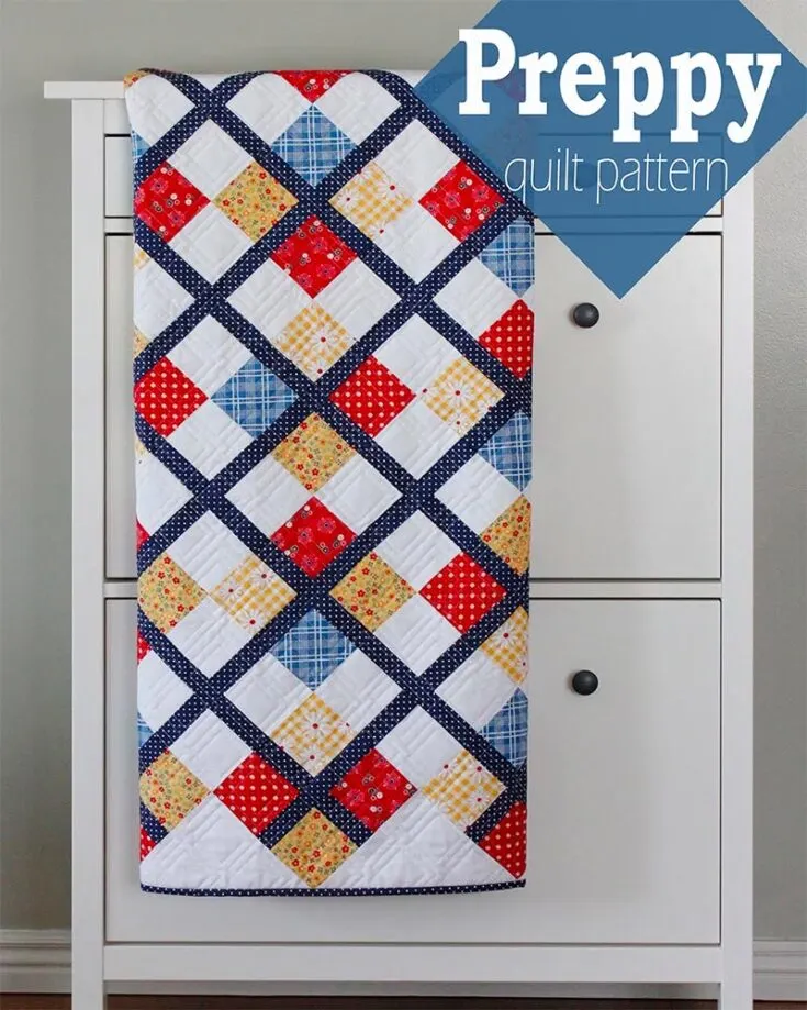 Try making an Argyle-inspired quilt with this fat quarter quilt pattern! It measures up to 50" x 60" and uses 5 fat quarters and a yardage as sashing.
